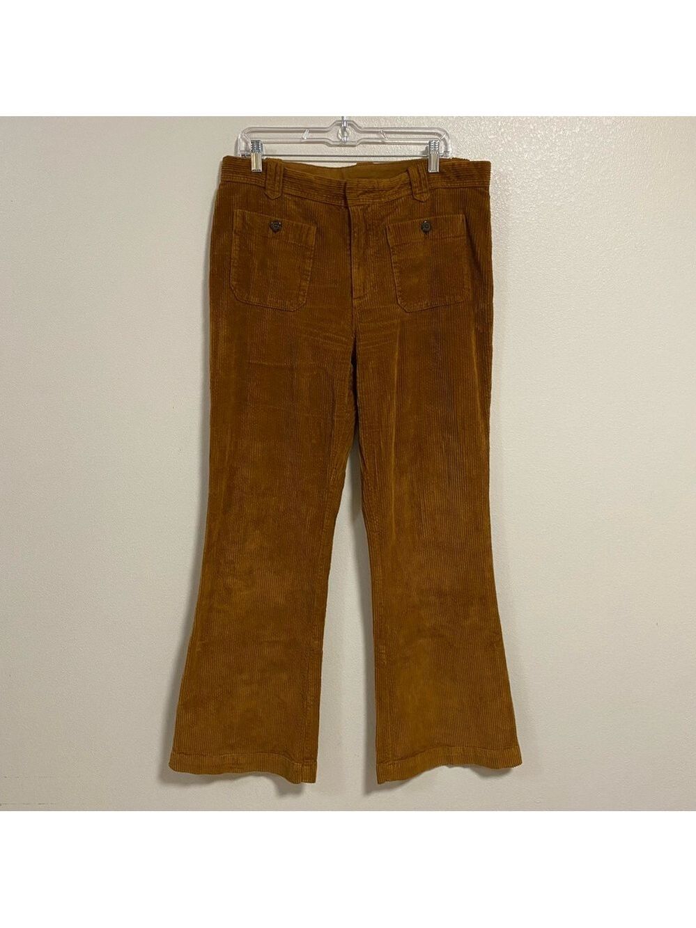 Free People Pants Women’s Size 12 Gold Brown Corduroy Flare Wide leg Pants